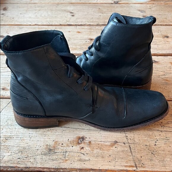 John Varvatos, Black Leather Lace-Up Boots - Picture 6 of 11